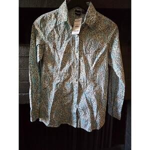 Cruel Girls Leopard Pearl Snap Western Rodeo Long Sleeved shirt XL 12